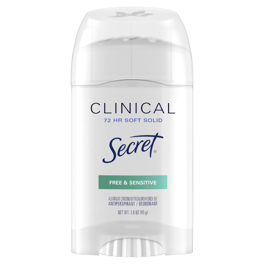 Secret Clinical Antiperspirant Deodorant For Women 100HR Sweat & Odor Protection Hyaluronic Acid Soft Solid Free&Sensitive - 1.6oz/12pk