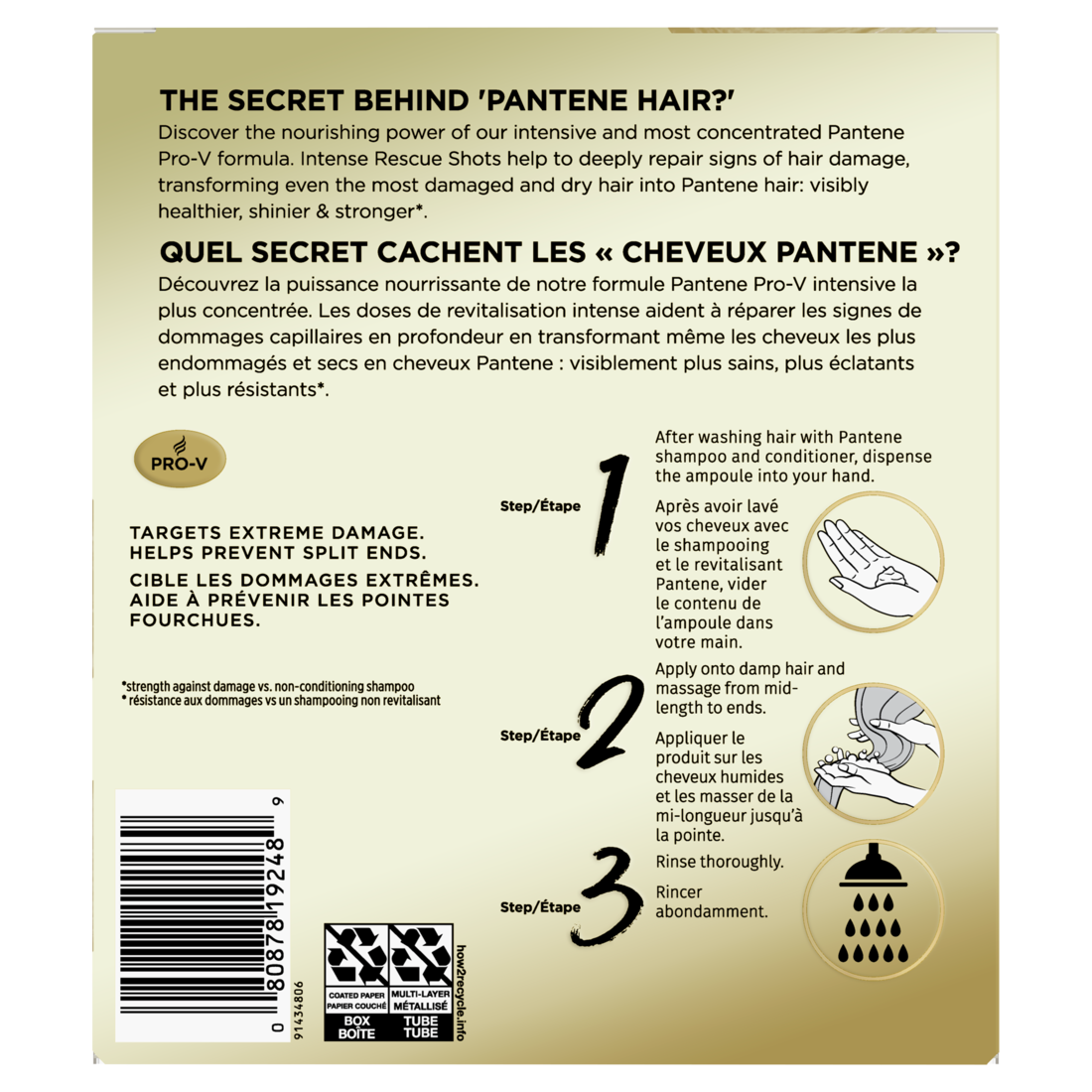 Pantene Intense Rescue Shots Targets Extreme Damage Nourishes & Helps Prevent Split Ends Protects Hair Bonds - (4x0.5)oz/12pk
