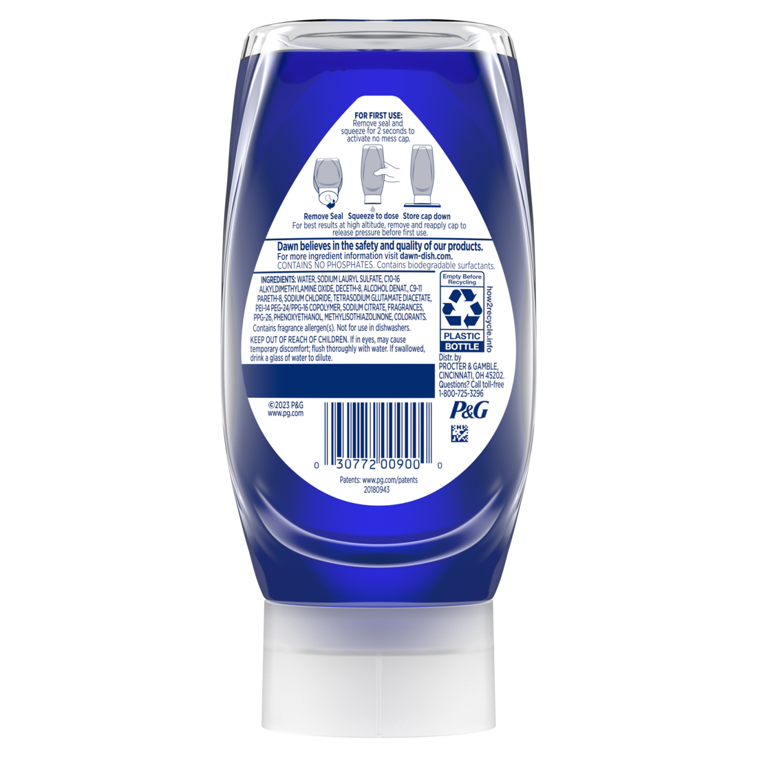 Dawn Platinum Ez-Squeeze Dish Soap Liquid Dishwashing Liquid Grease Removal Fresh Rain - 12.2oz/8pk