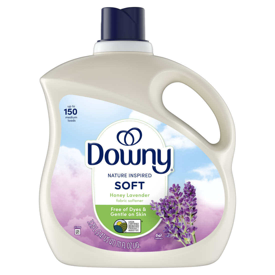 Downy Nature Inspired Soft Fabric Softener Liquid Honey Lavender Scent 150 Loads Laundry Softener - 111oz/4pk