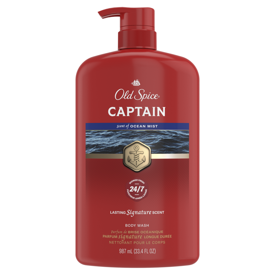 Old Spice Red Collection Body Wash For Men Captain Scent Shower Fresh Lasting Scent - 33.4oz/4pk
