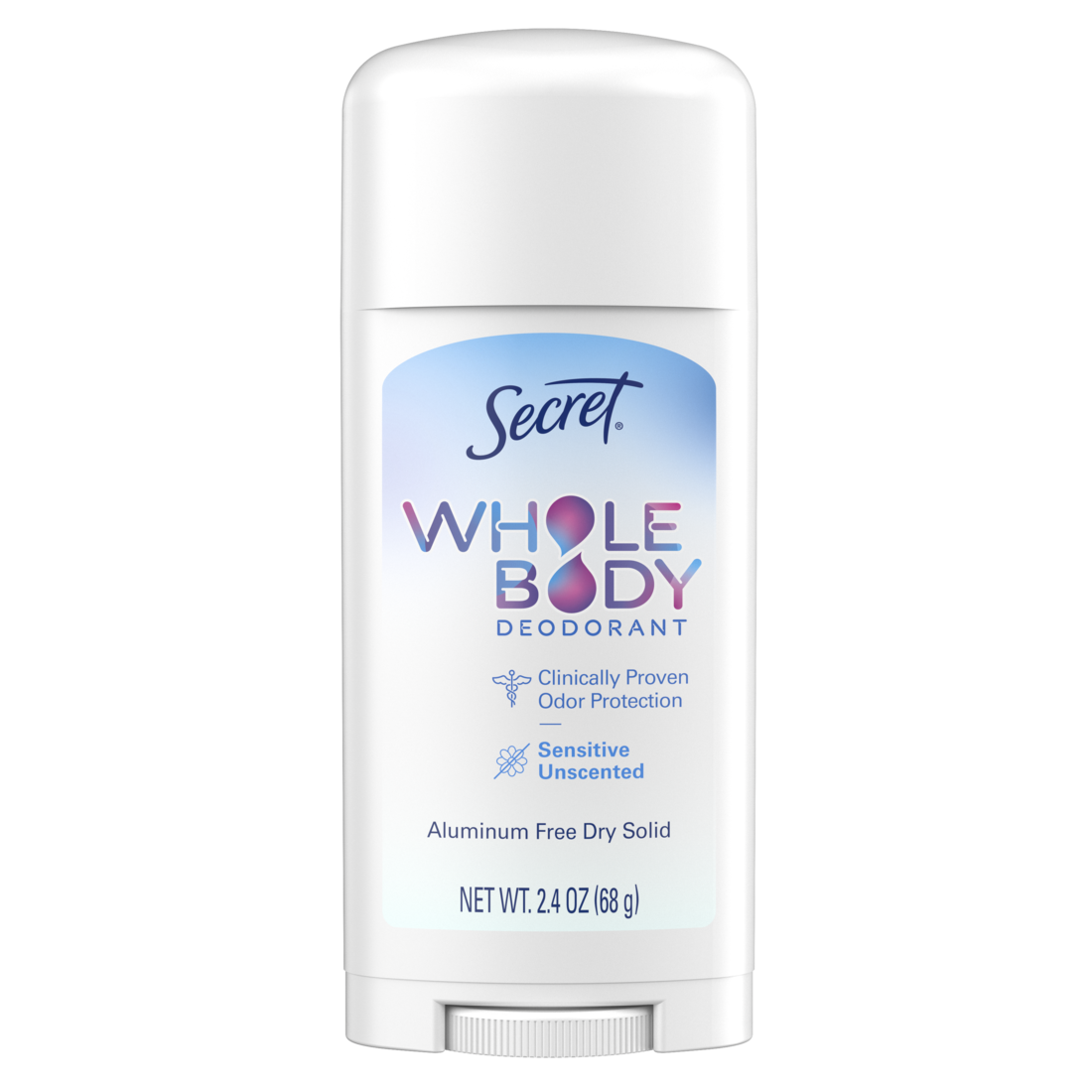 Secret Whole Body Stick Aluminum Free Deodorant For Women Unscented - 2.4oz/12pk