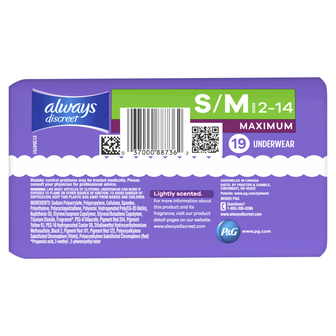 Always Discreet Reimagined Adult Diapers For Women Maximum Incontinence And Postpartum Underwear S/M 19 Ct - 19ct/2pk