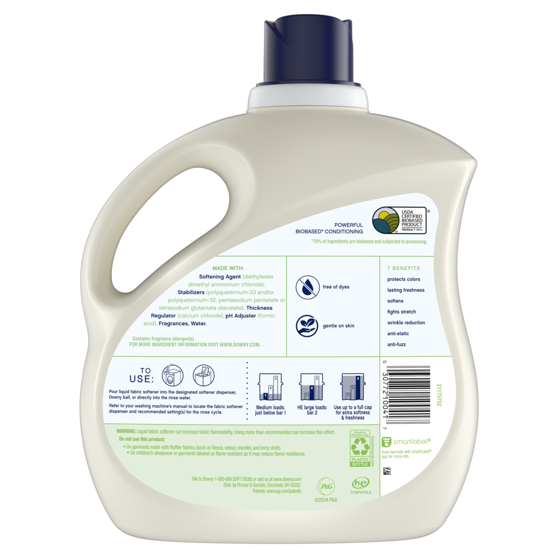 Downy Nature Inspired Soft Fabric Softener Liquid Honey Lavender Scent 150 Loads Laundry Softener - 111oz/4pk