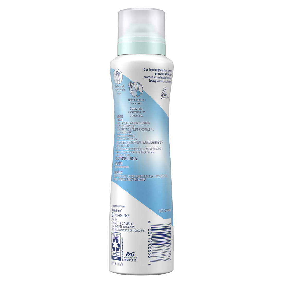 Secret Dry Spray Aluminum Free Deodorant For Women Midnight Jasmine - 4.1oz/12pk