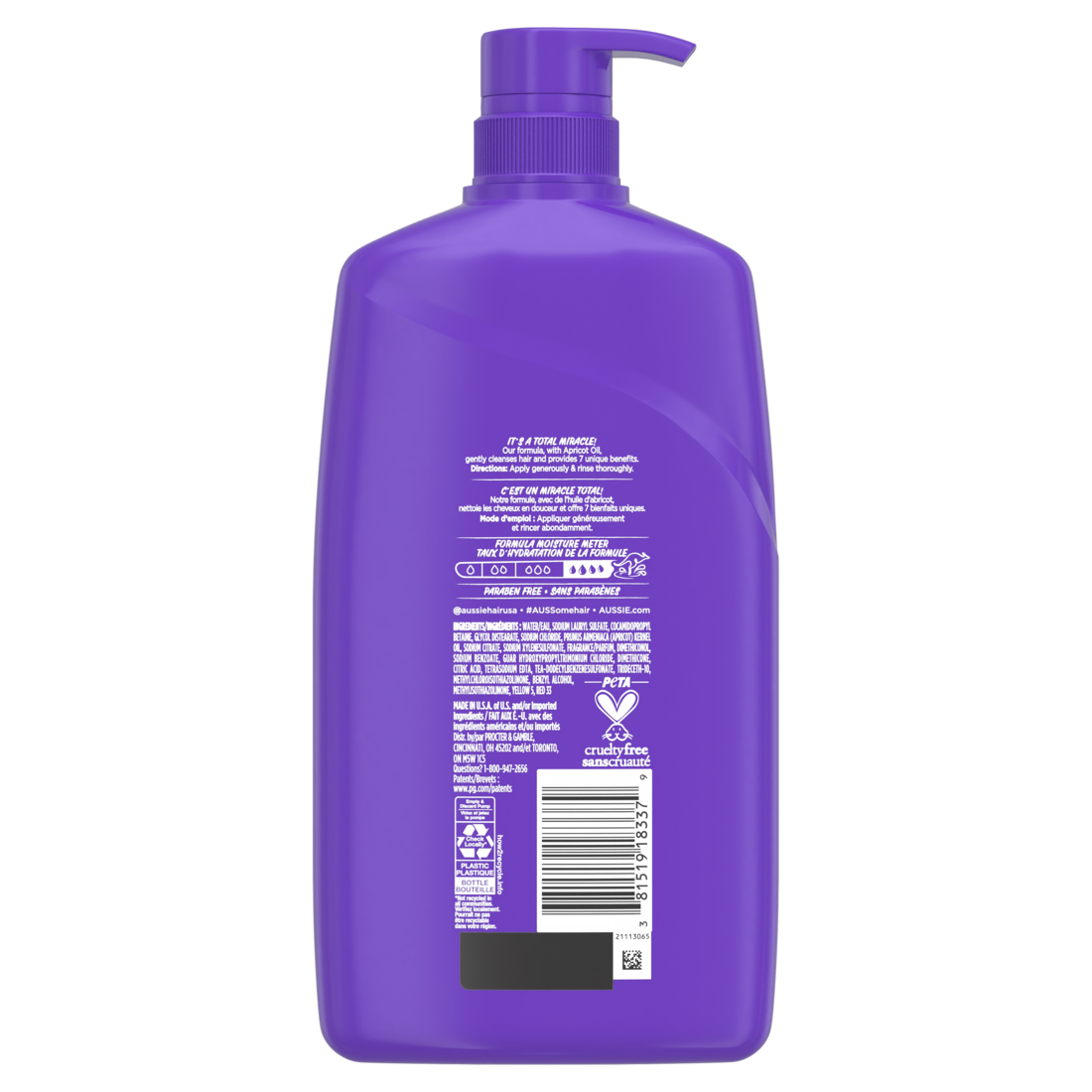 Aussie Total Miracle 7 Benefits Shampoo For For All Hair Types Paraben-Free - 26.2oz/4pk