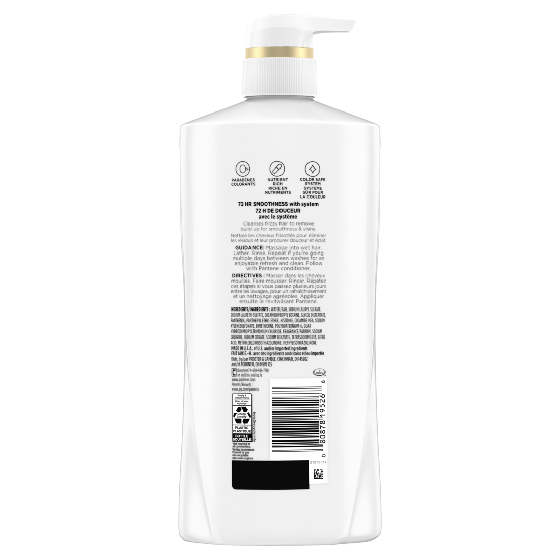 Pantene Smooth & Sleek 72 HR Smoothness Shampoo - 27.7oz/4pk