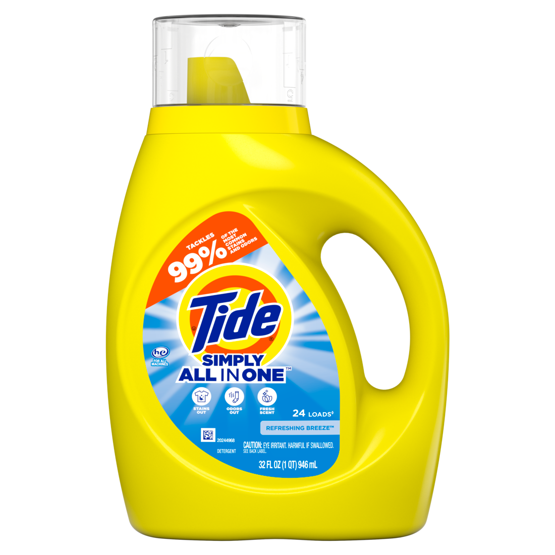 Tide Simply All-In-One Liquid Laundry Detergent Refreshing Breeze Scent 24 Loads - 32oz/6pk