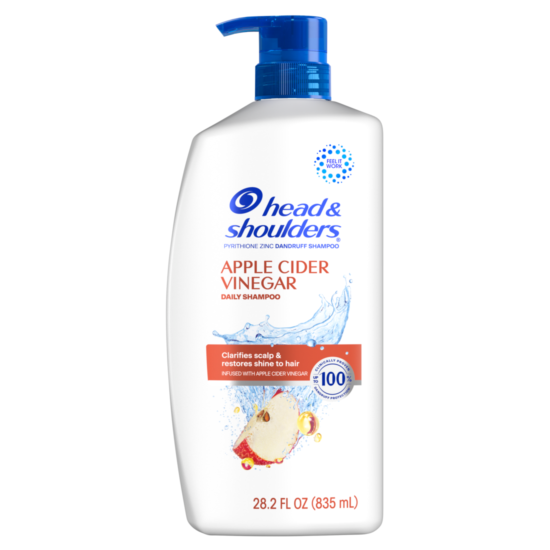 Head And Shoulders Dandruff Shampoo Anti-Dandruff Treatment Apple Cider Vinegar For Daily Use Paraben Free - 28.2oz/4pk