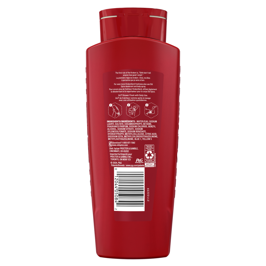 Old Spice Cleansing Body Wash For Men 24/7 Shower Clean With Lasting Scent 2-in-1 Face And Body Wash Rich Lather Krakengard Deep Ocean Scent - 24oz/4pk