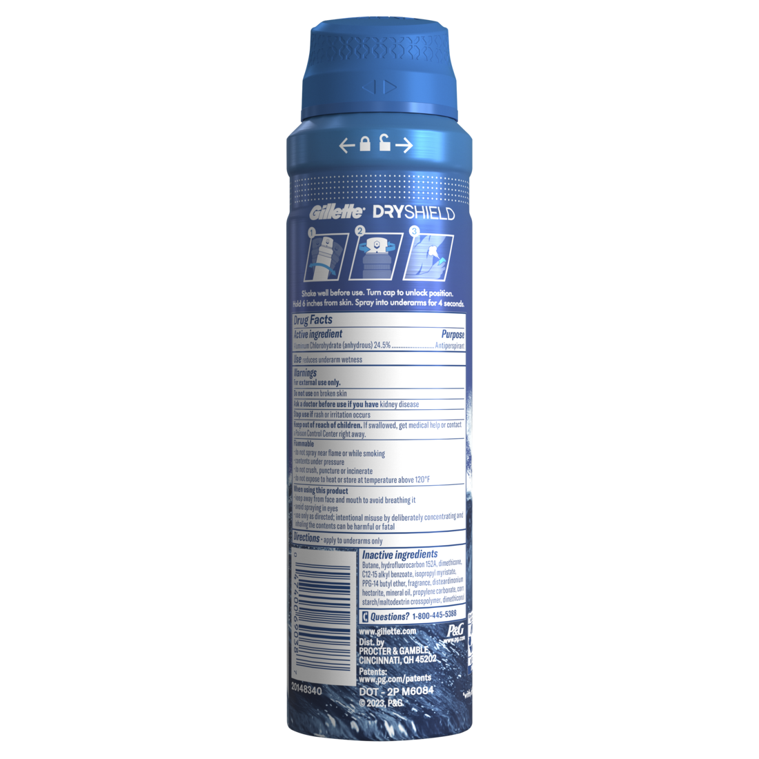 Gillette Dry Spray Antiperspirant And Deodorant For Men Cool Wave - 4.3oz/12pk