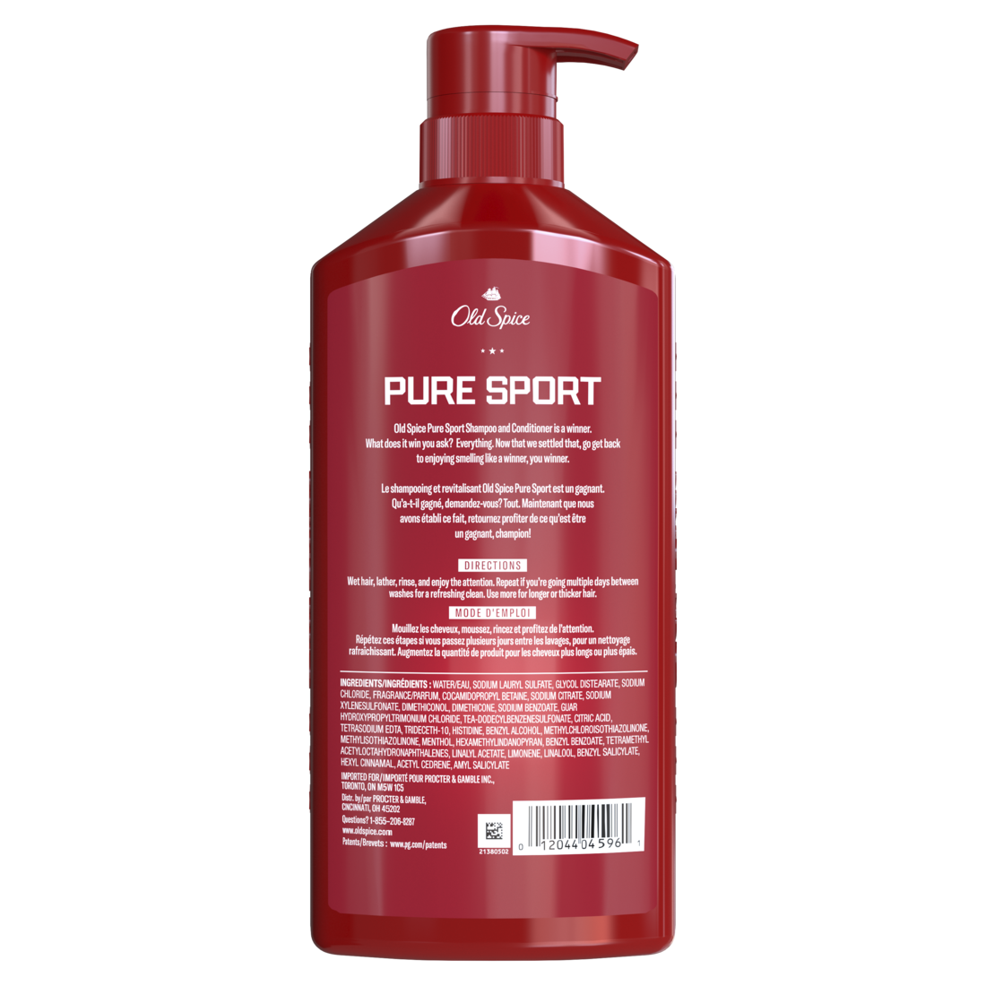 Old Spice Pure Sport 2-in-1 Shampoo And Conditioner For Men Healthier Fuller More Moisturized Looking Hair - 21.9oz/4pk