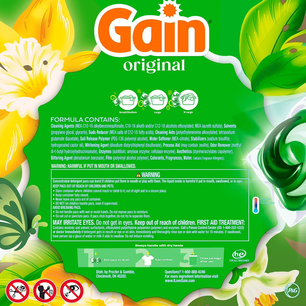 Gain Flings! 4 in 1 Laundry Detergent Pacs Original Scents - 152ct/1pk