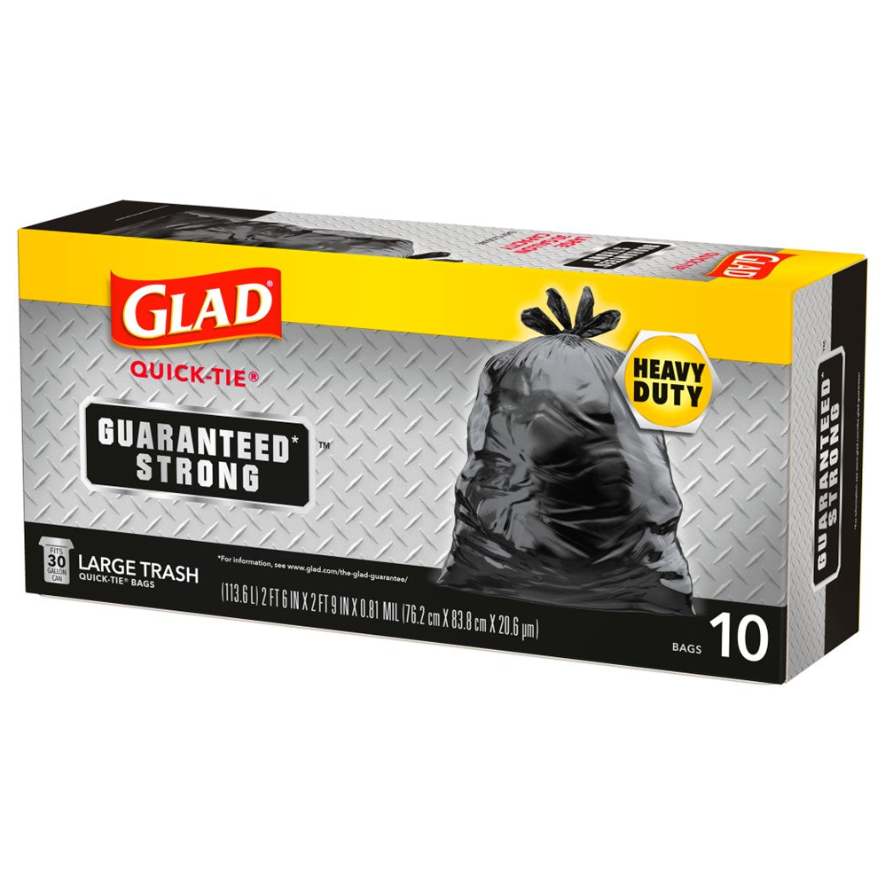 Glad Trash Quick-Tie Black 30 Gallon - 10ct/12pk