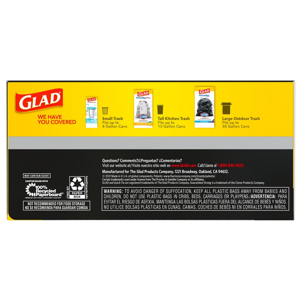 Glad Trash Quick-Tie Black 30 Gallon - 40ct/4pk