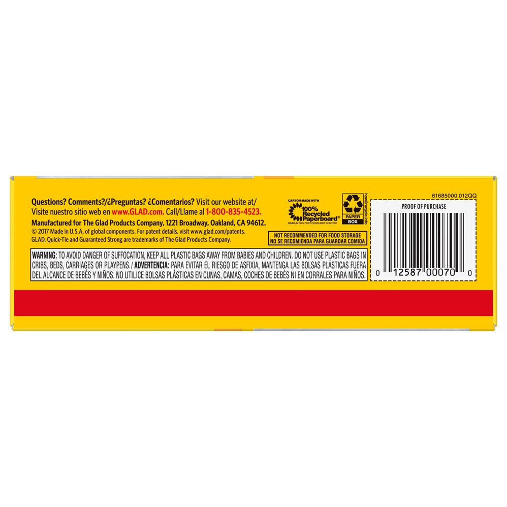 Glad Tall Kitchen Quick-Tie 13 Gallon - 15ct/12pk