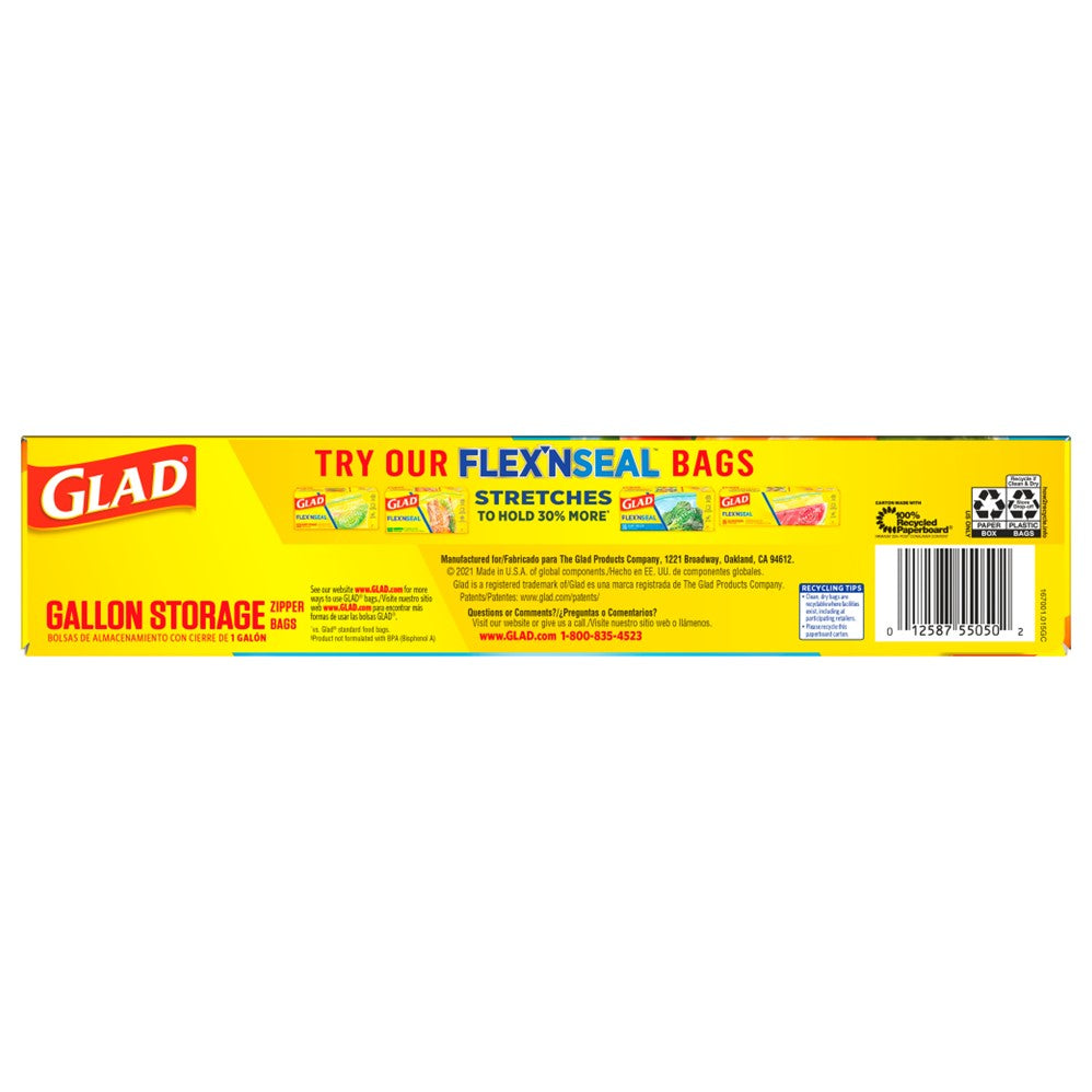 Glad Food Storage Zipper Gallon - 20ct/12pk