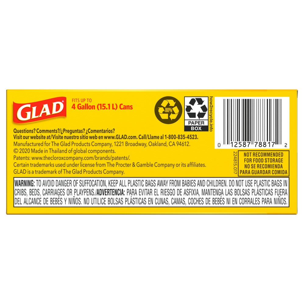 Glad Flat Top Small 4 Gallon - 30ct/6pk