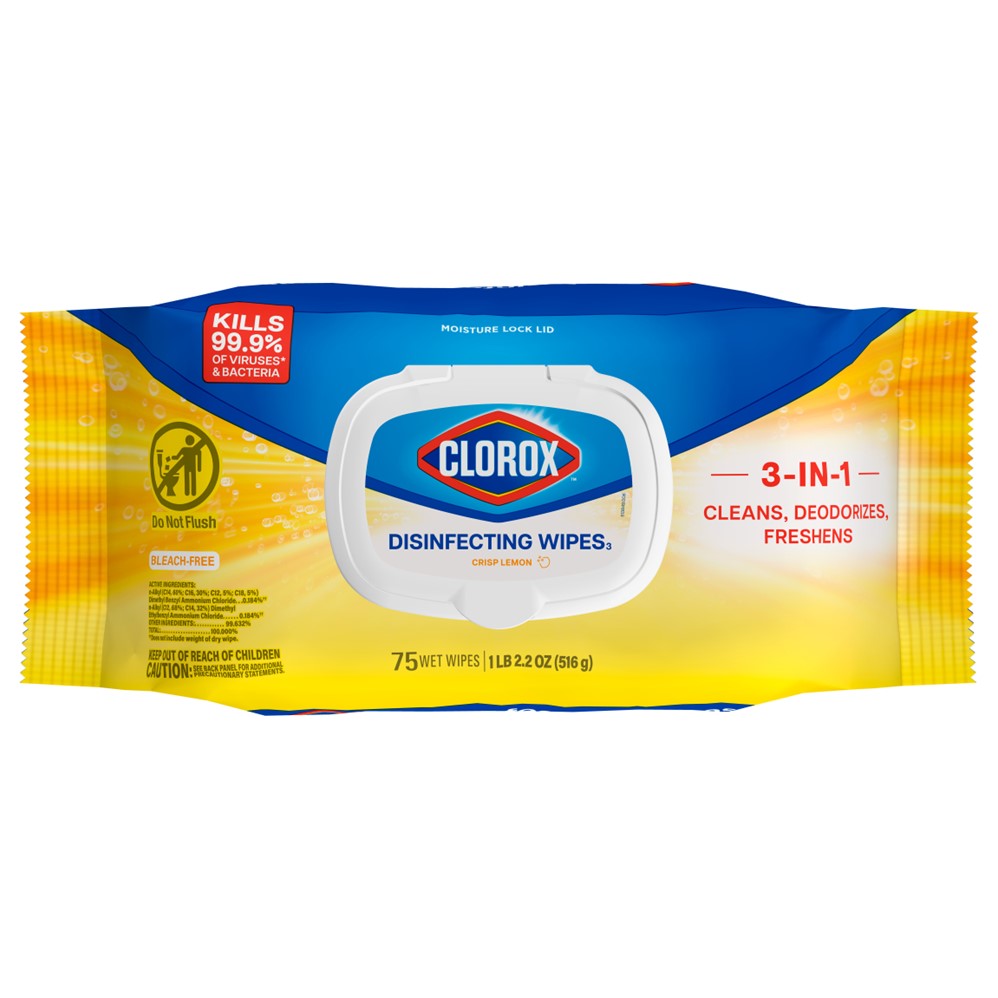 Clorox Disinfecting Wipes Flex Pack Crisp Lemon - 75ct/6pk