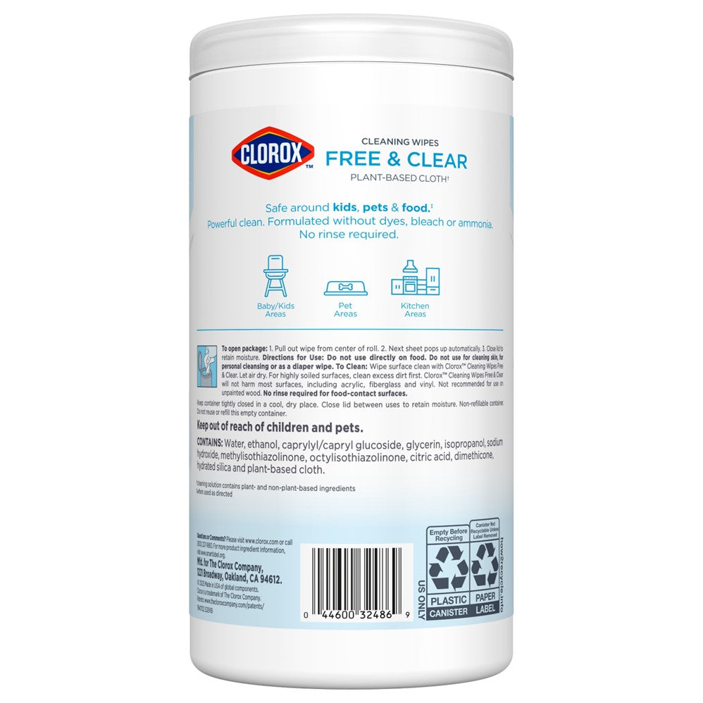 Clorox Compostable Cleaning Wipes Free And Clear - 75ct/6pk