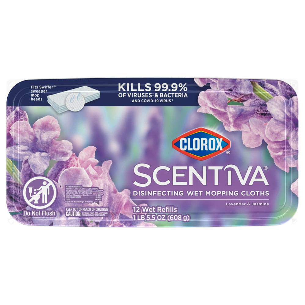 Clorox Scentiva Disinfecting Wet Mopping Cloths Lavender & Jasmine - 12ct/8pk