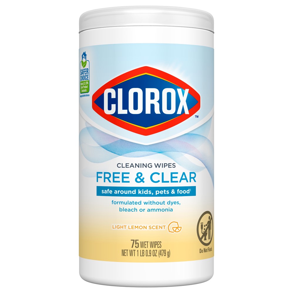 Clorox Compostable Cleaning Wipes Simply Lemon - 75ct/6pk