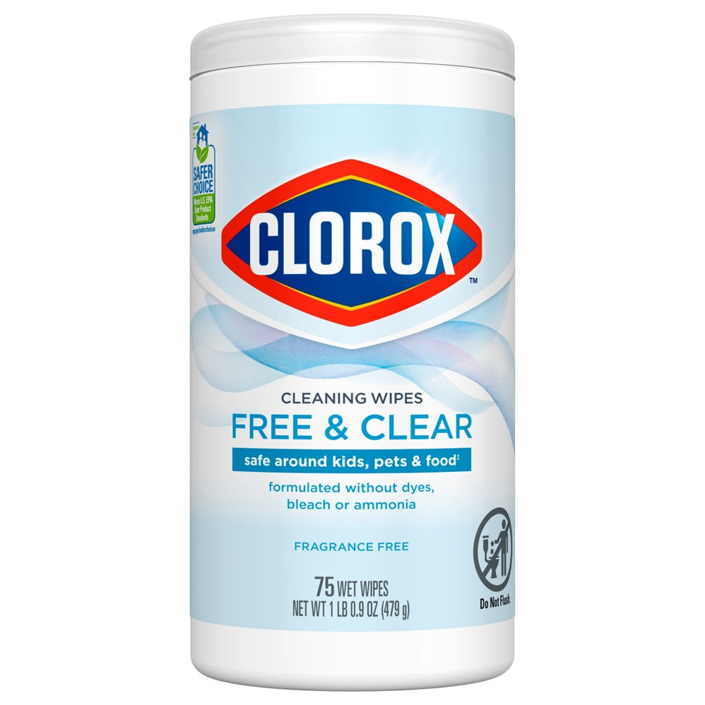 Clorox Compostable Cleaning Wipes Free And Clear - 75ct/6pk