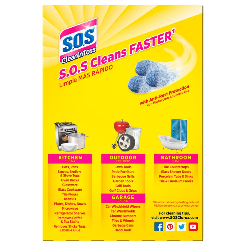 S.O.S. Clean 'N Toss Steel Wool Soap Pads - 15ct/6pk