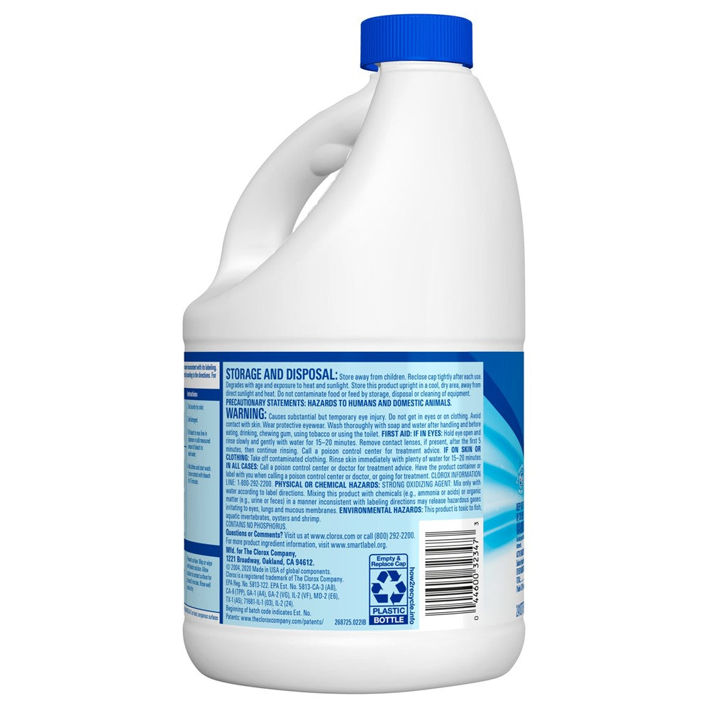Clorox Bleach Liquid Splash-Less Regular Concentrated - 77oz/6pk