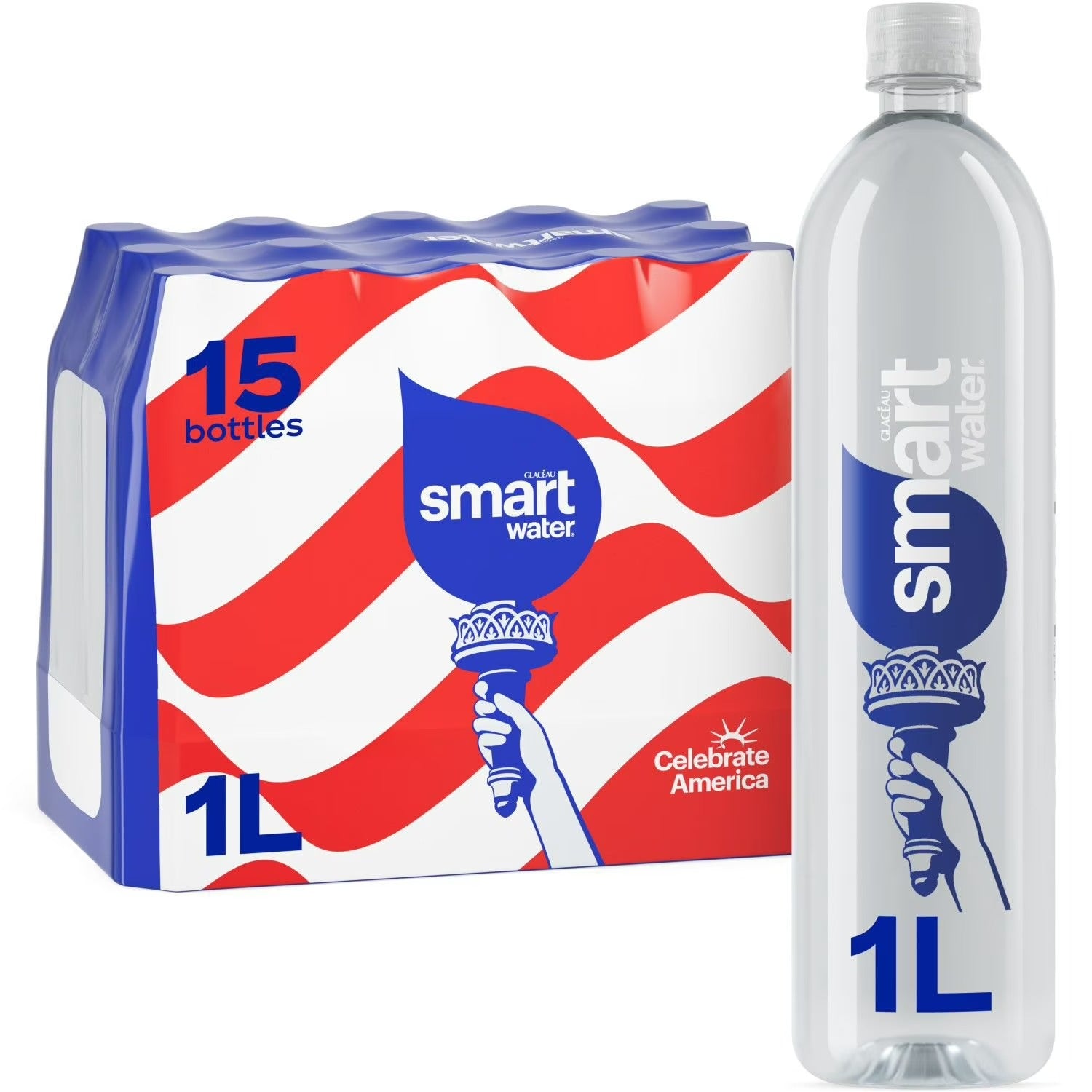 SmartWater Vapor Distilled Premium Water Bottles - 33.8oz/1L/15pk