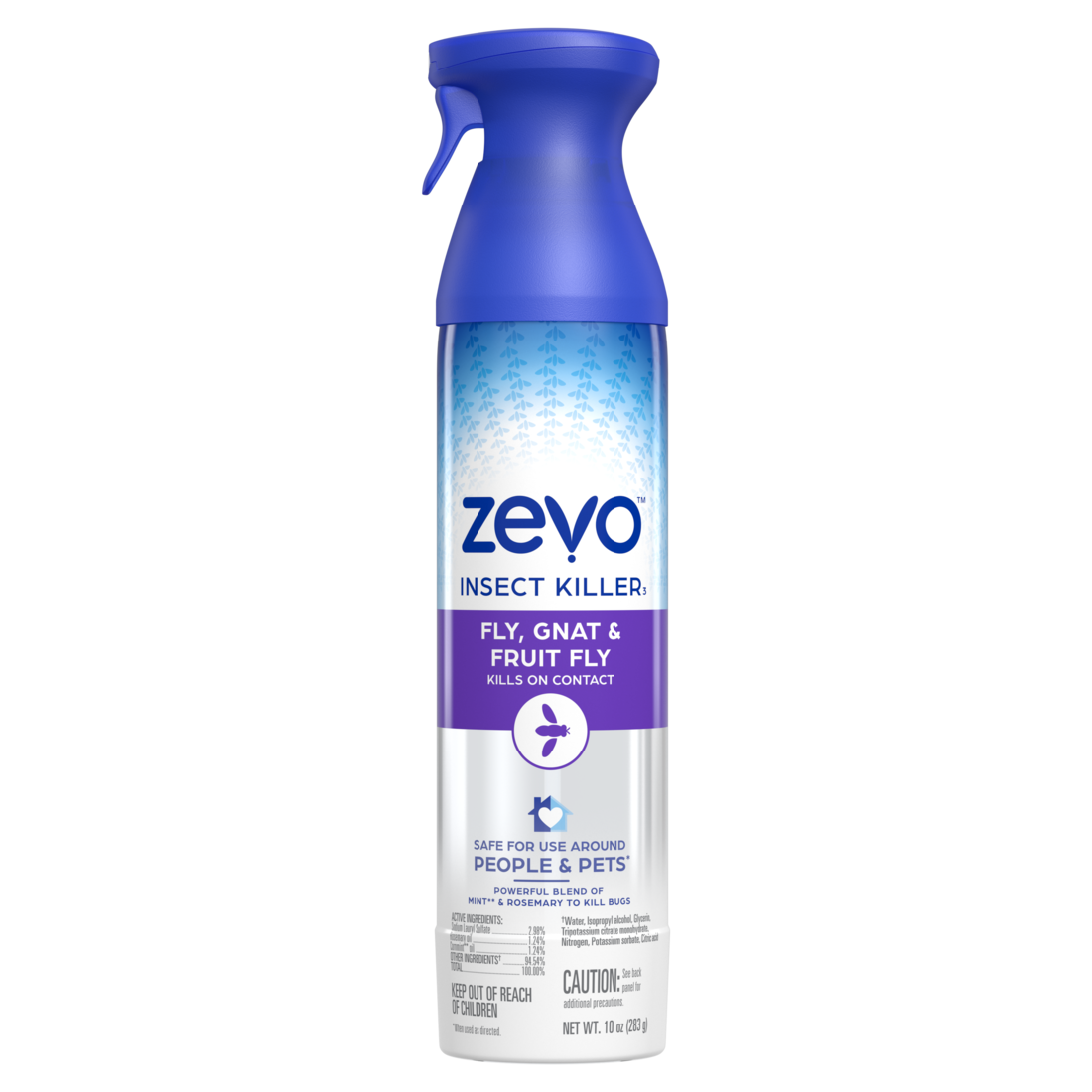 Zevo Flying Insect Killer Spray: Bug Spray for Home Use â€“ Kill Fruit Flies Gnats House Flies Drain Flies Mosquitoes and Moths - With Rosemary & Cornmint Oil - Indoor & Outdoor Use - Aerosol - 10oz/6p