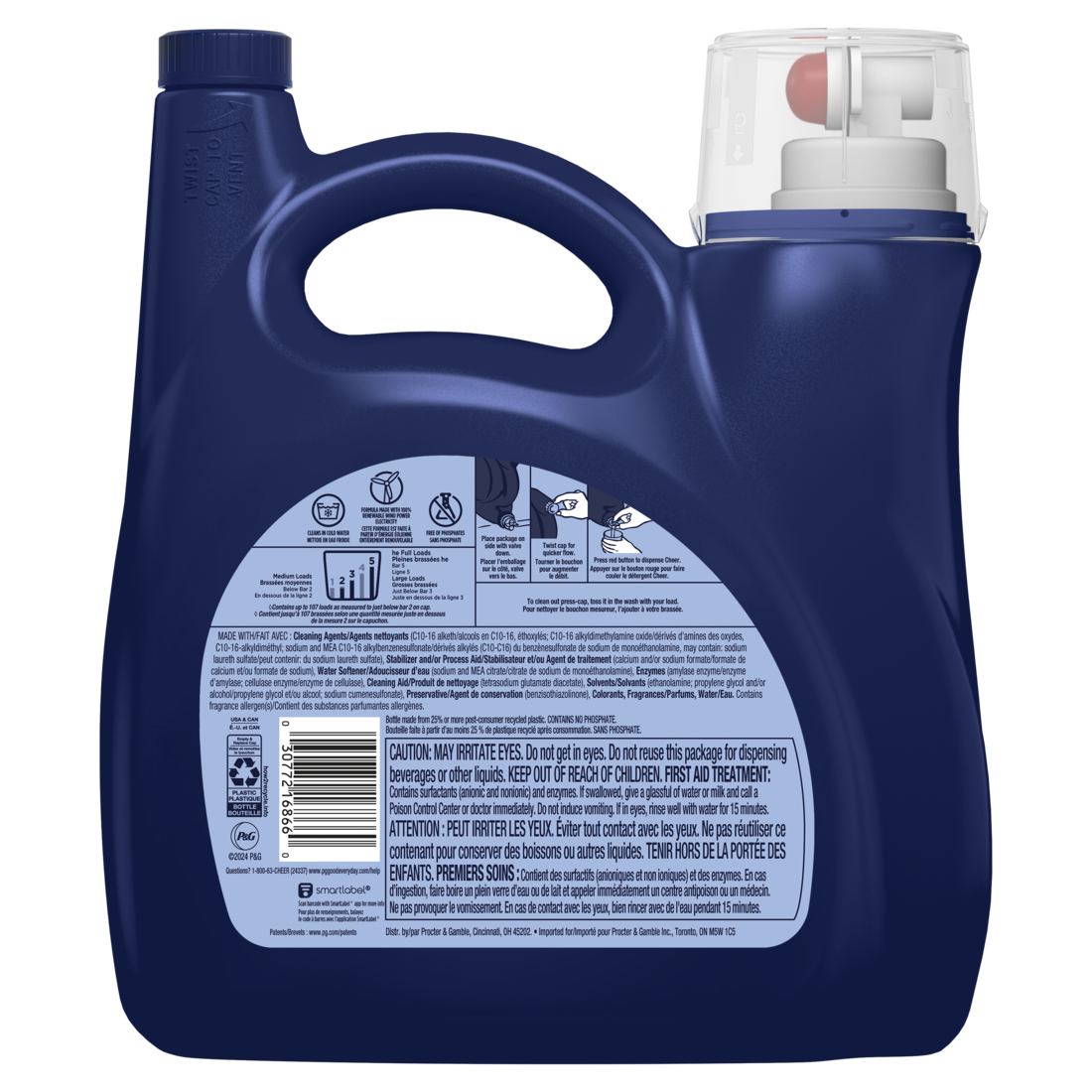 Cheer Liquid Laundry Detergent 107 Loads HE Compatible - 141oz/4pk