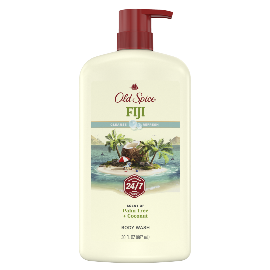 Old Spice Men's Body Wash Fiji with Palm Tree 24/7 Shower Fresh - 30oz/4pk