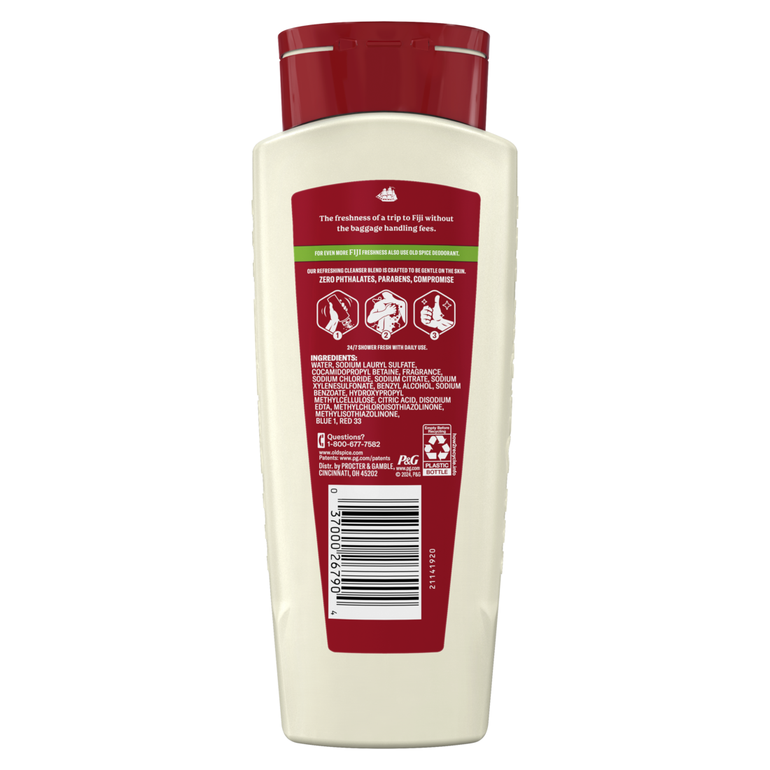 Old Spice Men's Body Wash Fiji with Palm Tree 24/7 Shower Fresh - 16oz/4pk