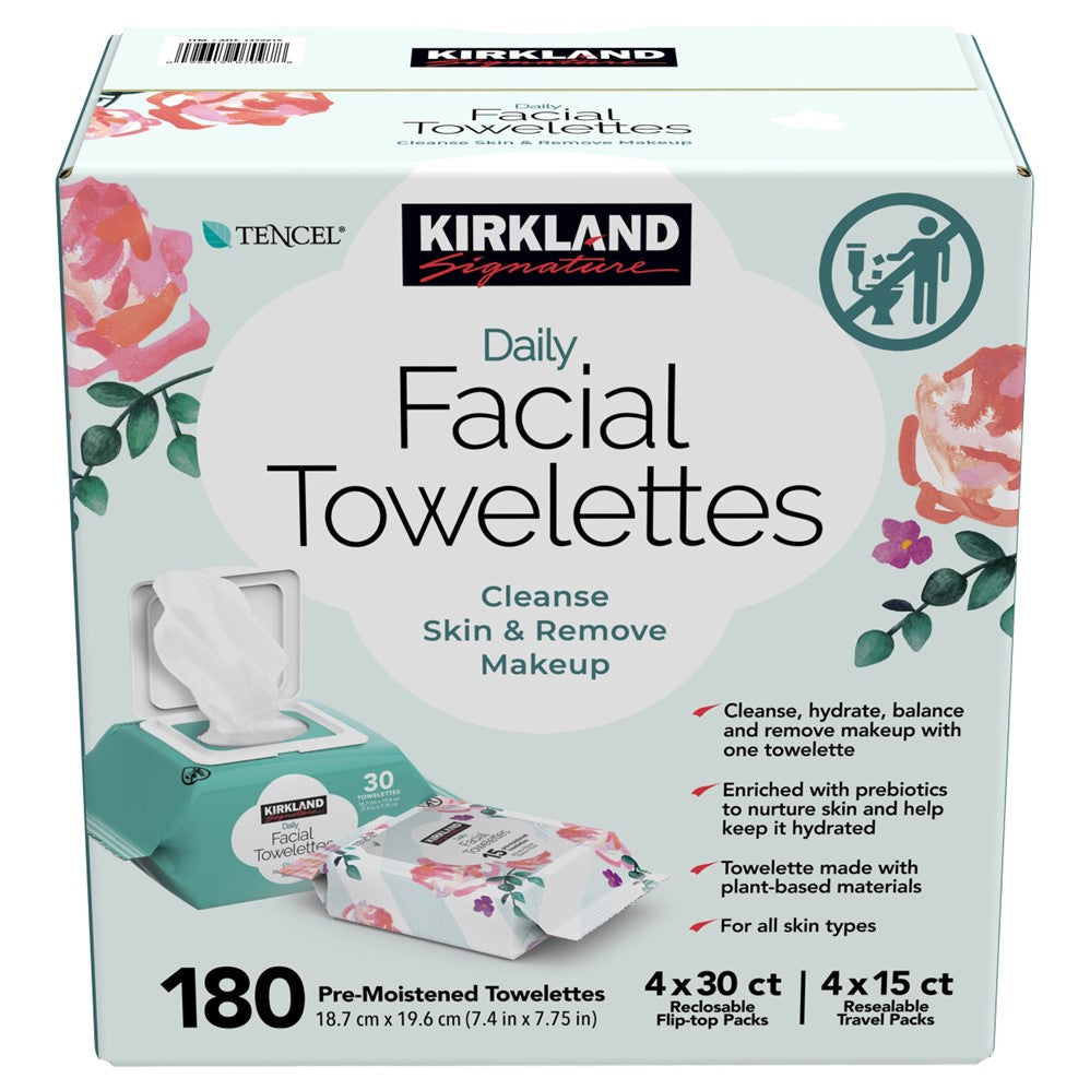 Kirkland Signature Daily Facial Towelettes - 180ct/1pk