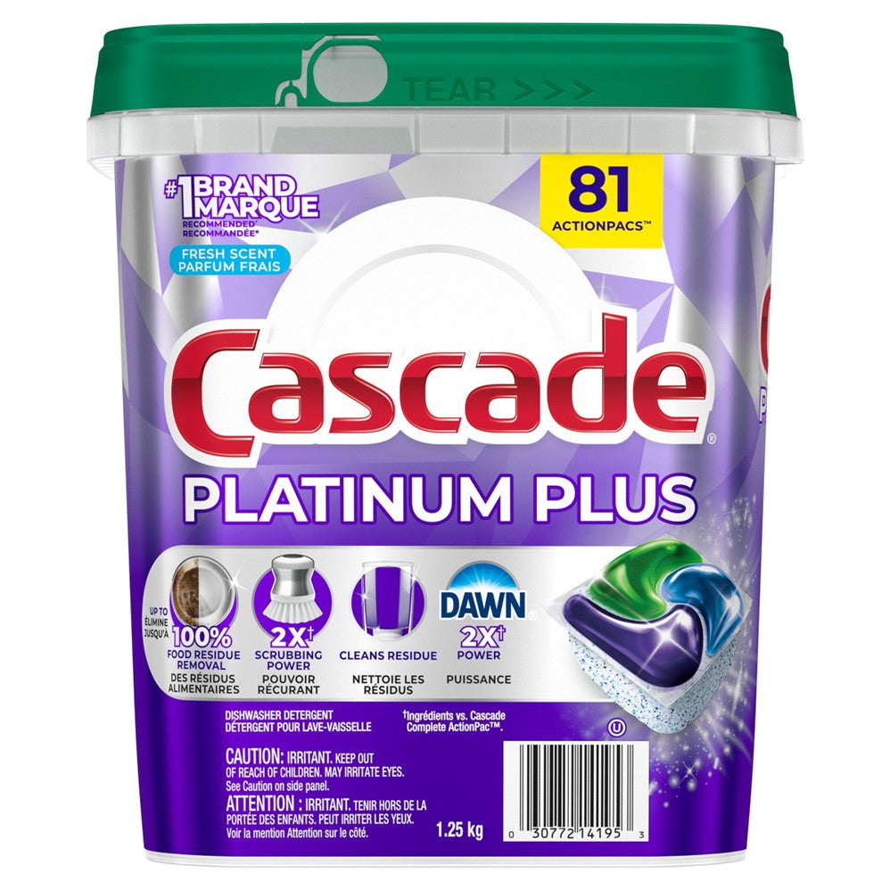Cascade Platinum Plus Dishwasher Detergent ActionPacs Fresh Scent - 81ct/1pk