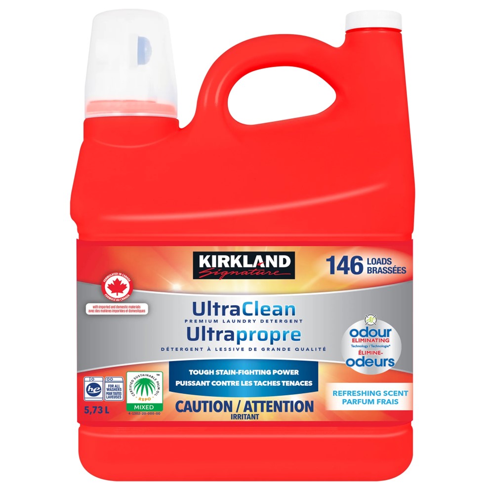 Kirkland Signature Ultra Clean Premium Laundry Detergent 146 Wash Loads 5.73 L - 194oz/2pk
