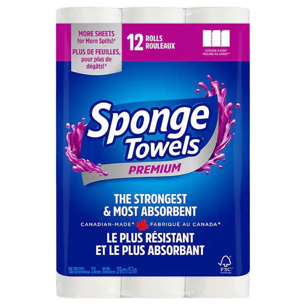 Sponge Towels Premium Paper Towels SAS 2-ply 106ct - 12ct/1pk