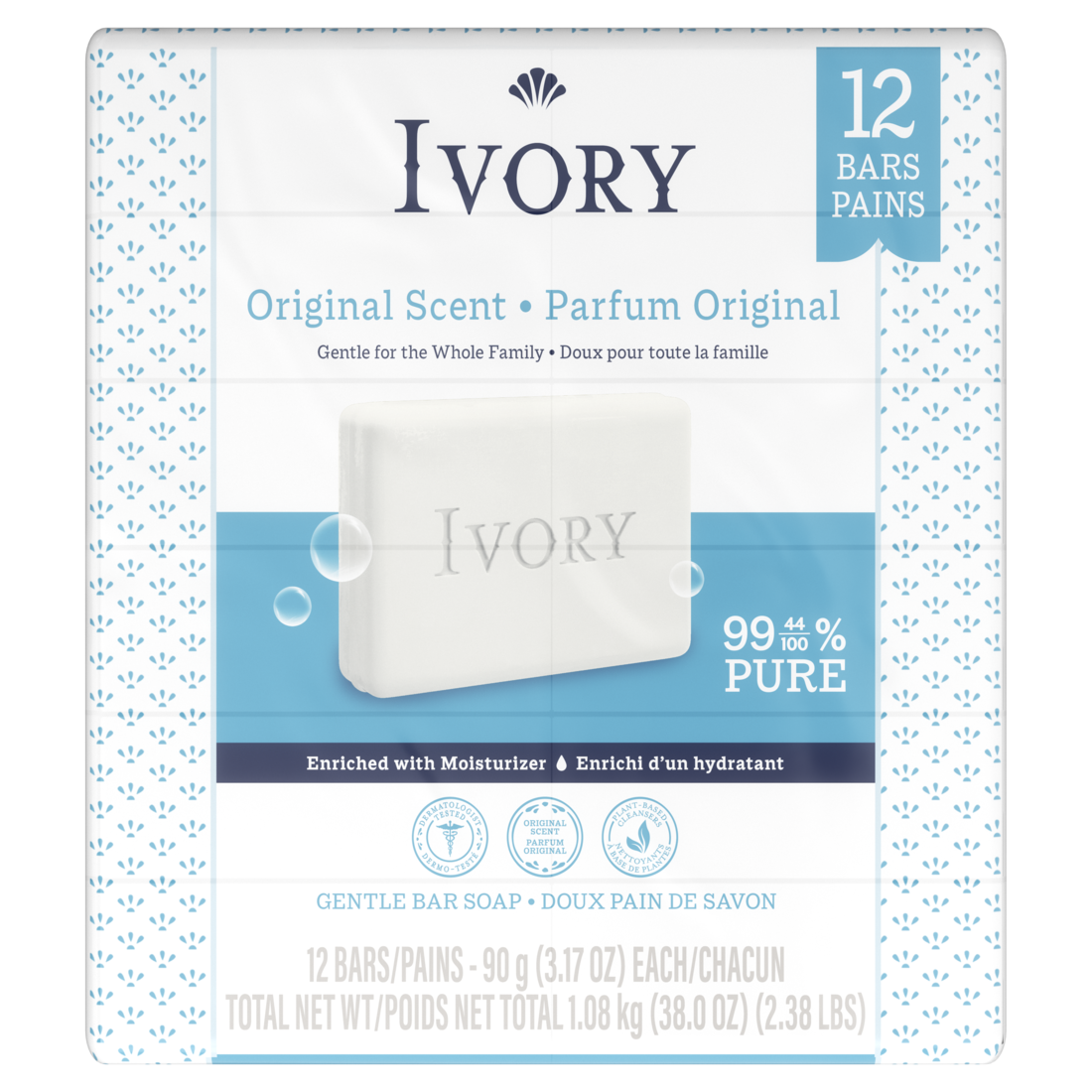 Ivory Gentle Bar Soap Original Scent 3.17oz - 12ct/4pk