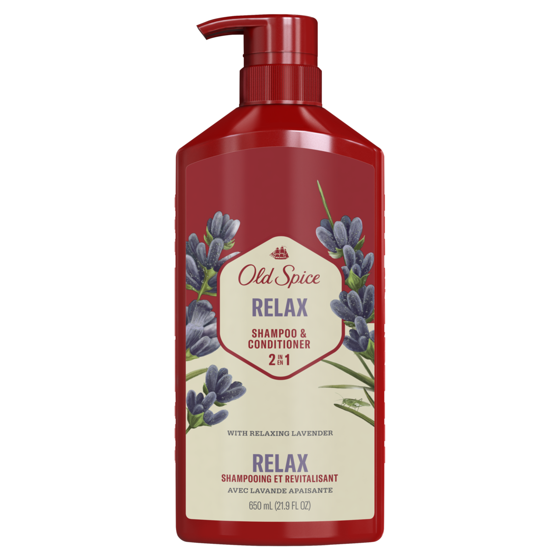 Old Spice Relax 2-in-1 Shampoo And Conditioner For Men Healthier Fuller More Moisturized Looking Hair With Lavender Scent - 21.9oz/4pk