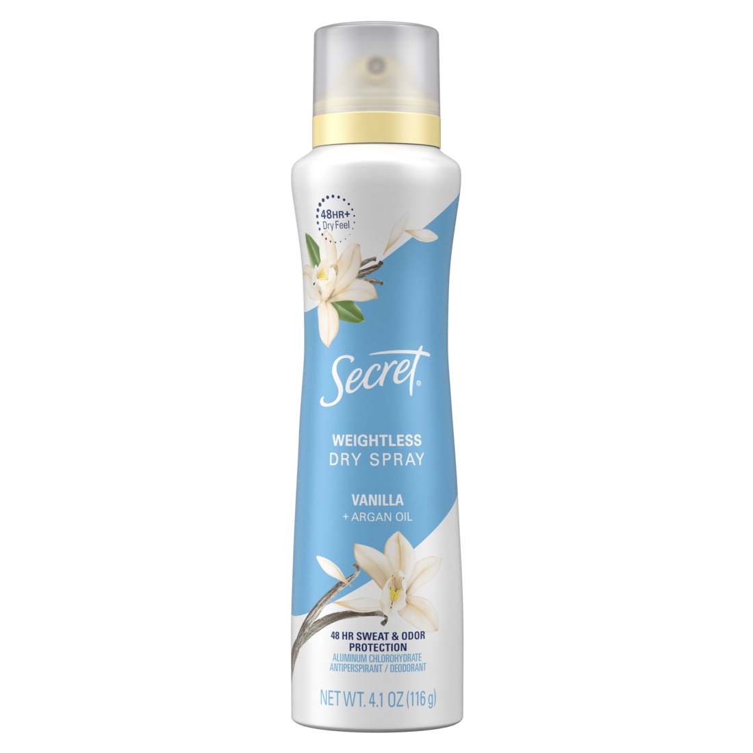 Secret Dry Spray Antiperspirant And Deodorant For Women Vanilla And Argan Oil - 4.1oz/12pk