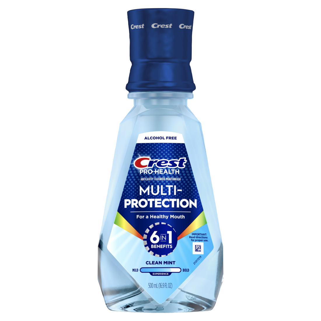 Crest Mouthwash Pro Health Multi-Protection 6-In-1 Benefits Alcohol Free Anticavity Fluoride Mouthwash Contains Cpc (Cetylpyridinium Chloride) Clean Mint 500ml - 16.9oz/4pk