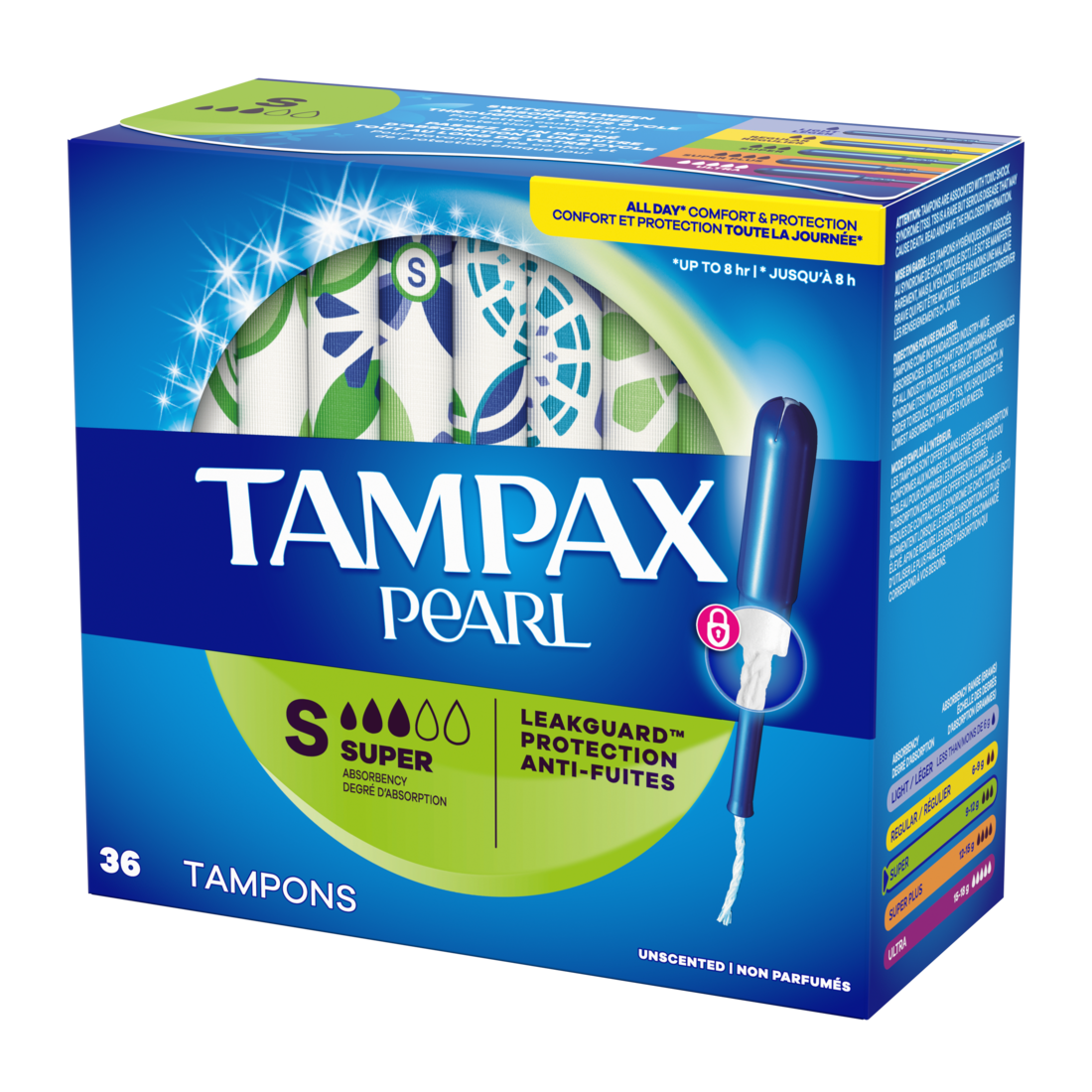 Tampax Pearl Tampons With Leakguard Braid Super Absorbency Unscented - 36ct/12pk
