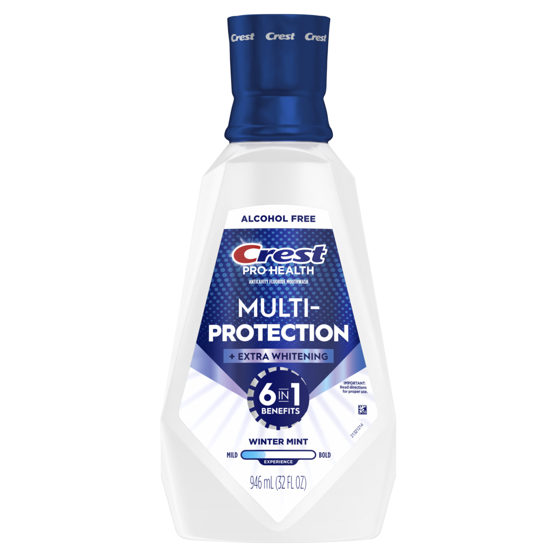 Crest Mouthwash Pro-Health Multi-Protection + Extra Whitening 6 Benefits In 1 Anticavity Fluoride Alcohol Free  Winter Mint Flavor - 32oz/6pk