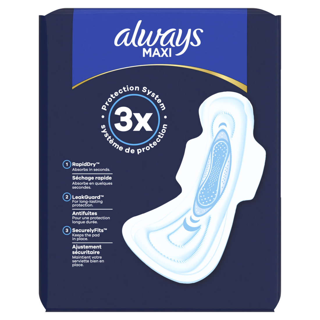 Always Maxi Overnight Pads With Wings For Women Size 5 Extra Heavy Overnight Absorbency Unscented - 14ct/3pk