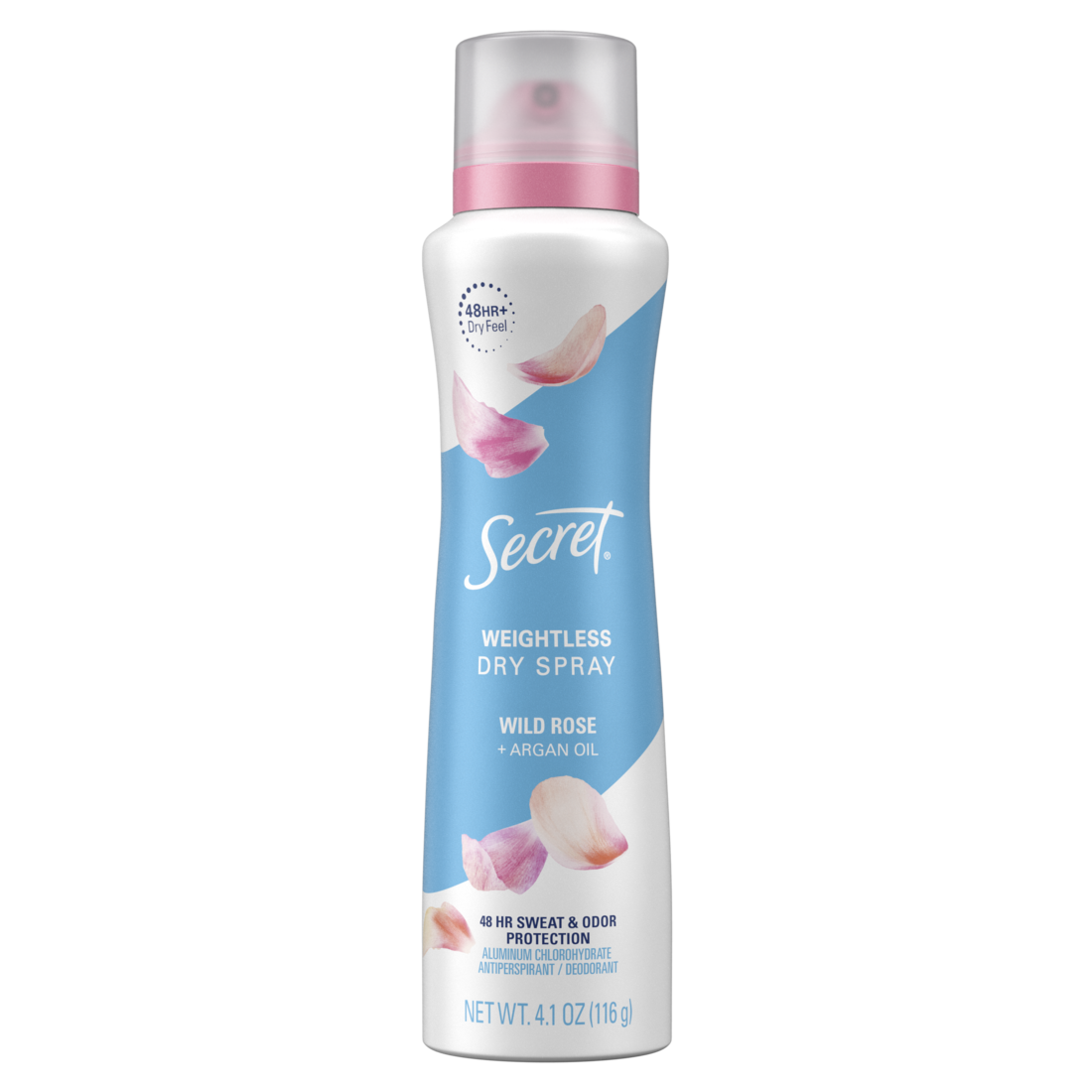 Secret Dry Spray Antiperspirant And Deodorant For Women Wild Rose And Argan Oil - 4.1oz/12pk