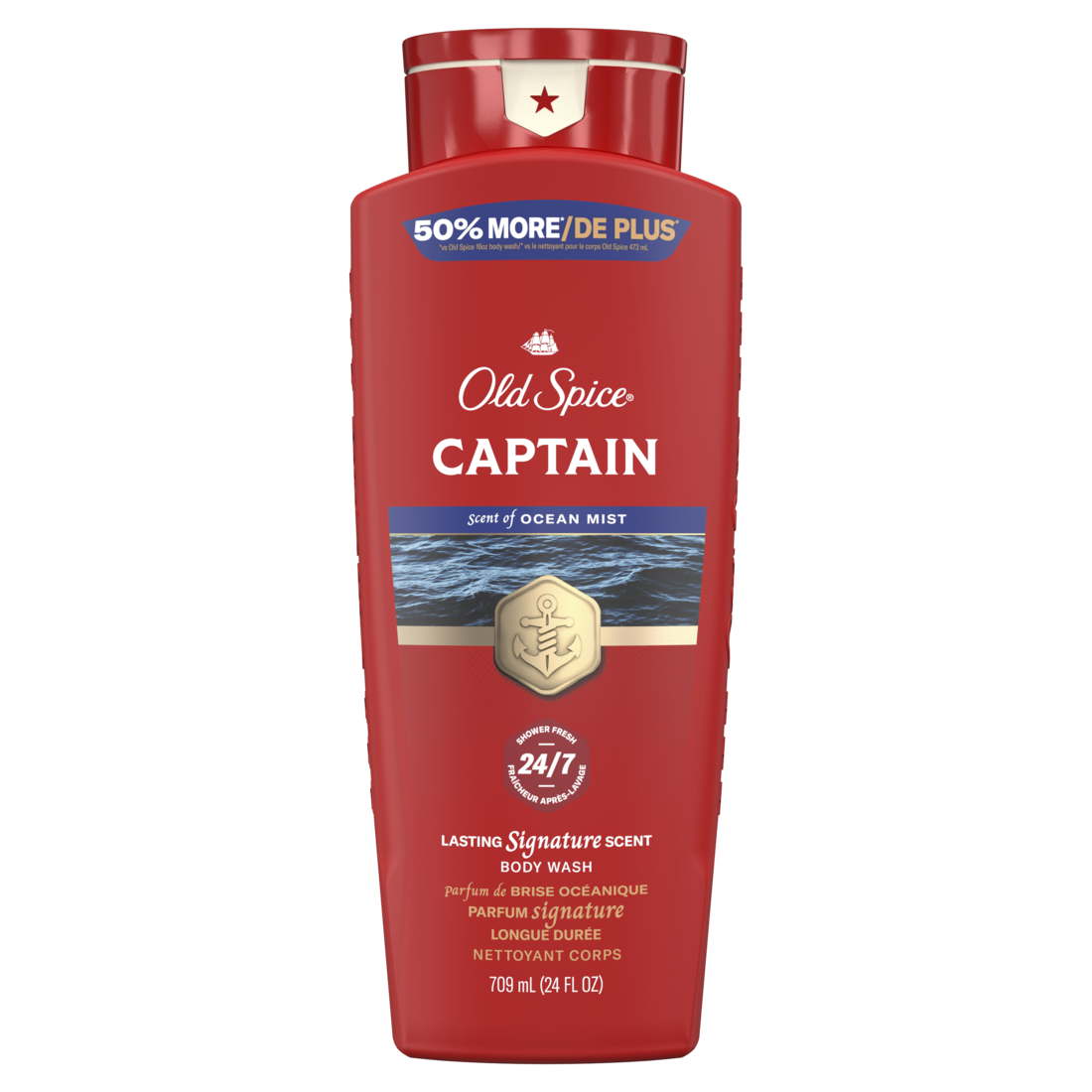 Old Spice Red Collection Body Wash For Men Captain Scent Shower Fresh Lasting Scent - 24oz/4pk