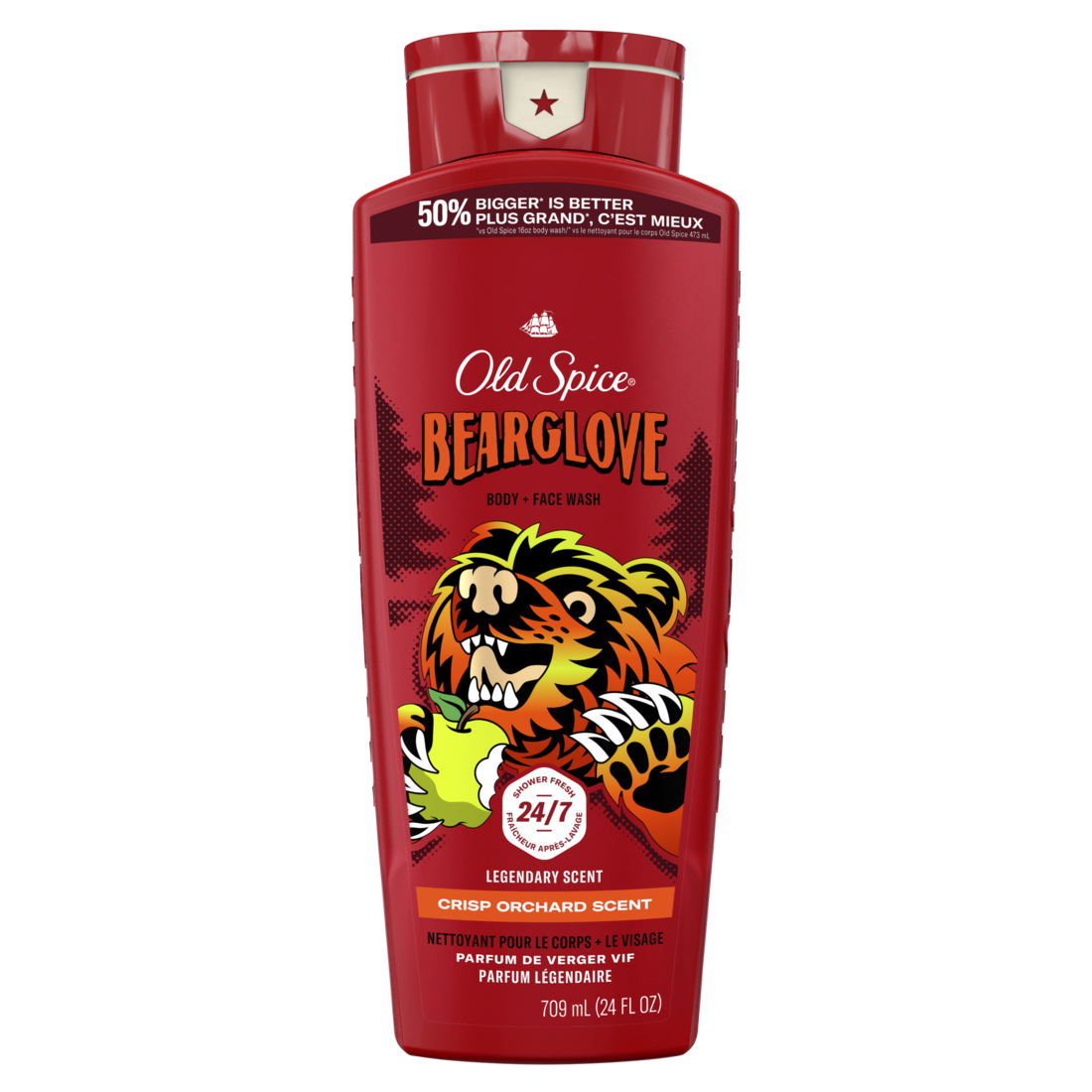 Old Spice Cleansing Body Wash For Men 24/7 Shower Clean With Lasting Scent 2-in-1 Face And Body Wash Rich Lather Bearglove Crisp Orchard Scent - 24oz/4pk