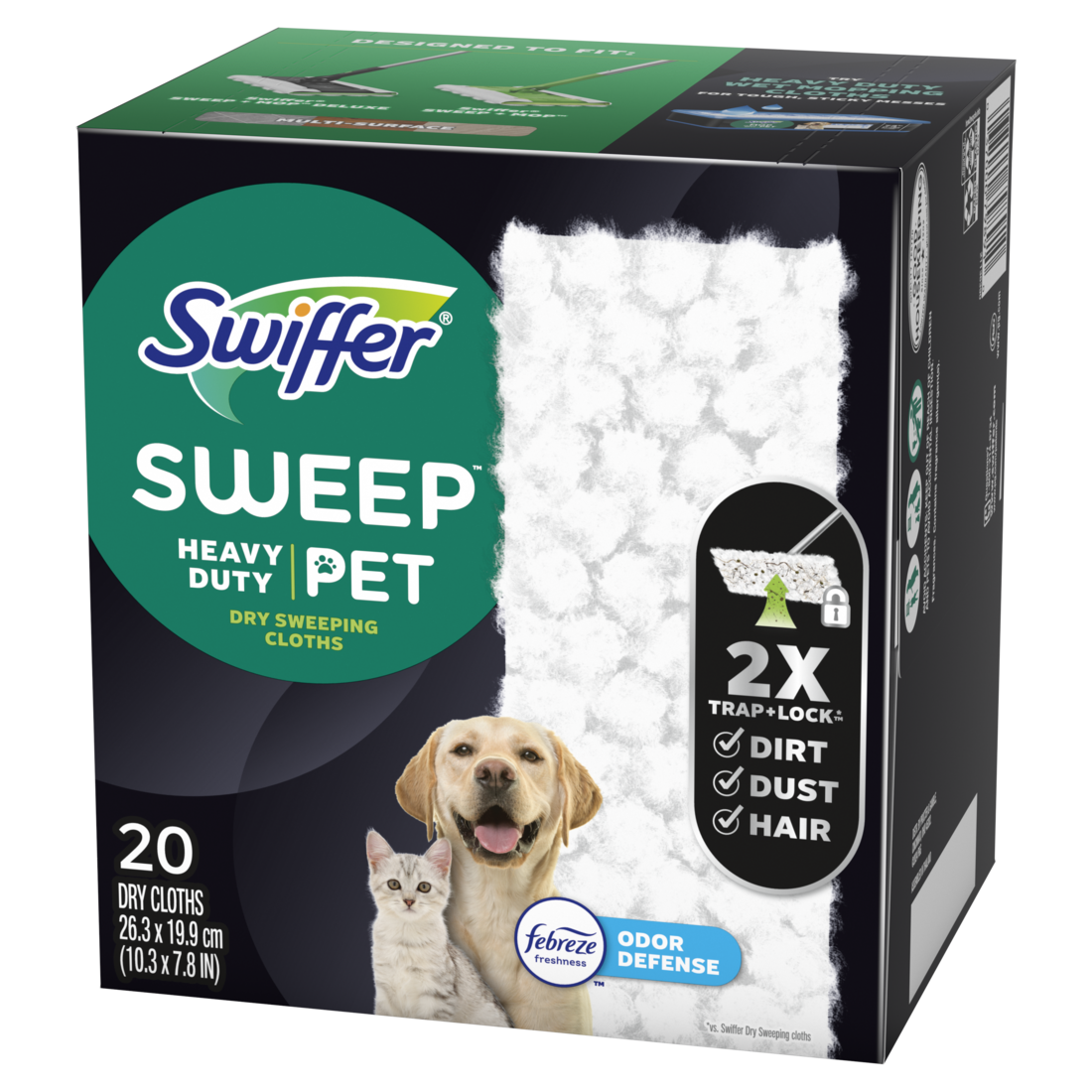 Swiffer Sweep + Mop Dry Pads Refill Floor Cleaner Cleaning Cloths Heavy Duty Pet - 20ct/4pk