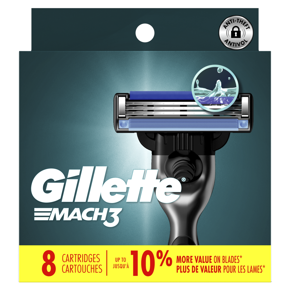 Gillette Mach3 Razor Blade Refills 8Ct Razor Cartridges Razor Refills For Men With Lubrication Strip 3-Blade Razor Blades For Close Shave - 8ct/6pk